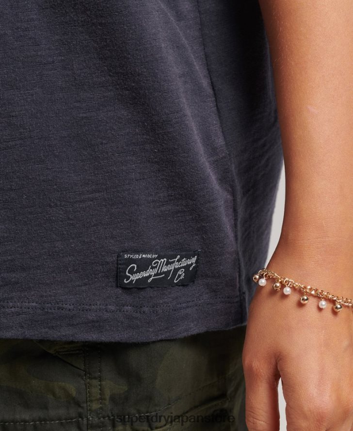 90s ロゴパッチ ルーズフィット Tシャツ 女性 Superdry 衣類 海軍 2J62PZ2836