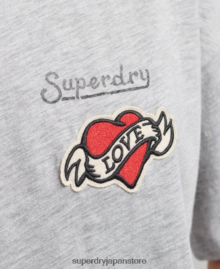 90s ロゴパッチ ルーズフィット Tシャツ 女性 Superdry 衣類 グレー 2J62PZ6247