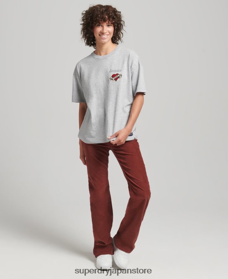 90s ロゴパッチ ルーズフィット Tシャツ 女性 Superdry 衣類 グレー 2J62PZ6247