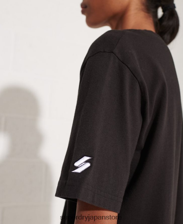 CORPORATION ロゴ フォイル Tシャツ 女性 Superdry 衣類 黒 2J62PZ6273