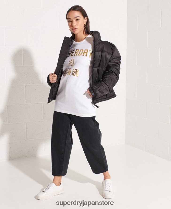 CORPORATION ロゴ フォイル Tシャツ 女性 Superdry 衣類 白 2J62PZ6286
