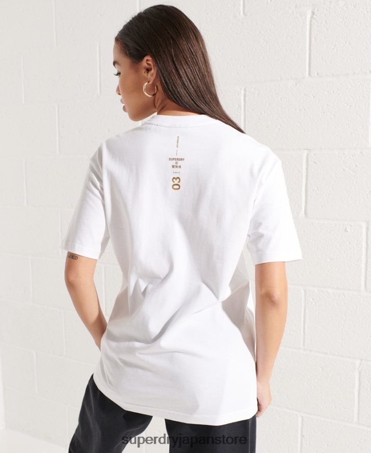 CORPORATION ロゴ フォイル Tシャツ 女性 Superdry 衣類 白 2J62PZ6286