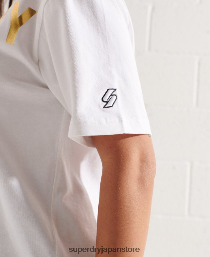 CORPORATION ロゴ フォイル Tシャツ 女性 Superdry 衣類 白 2J62PZ6286