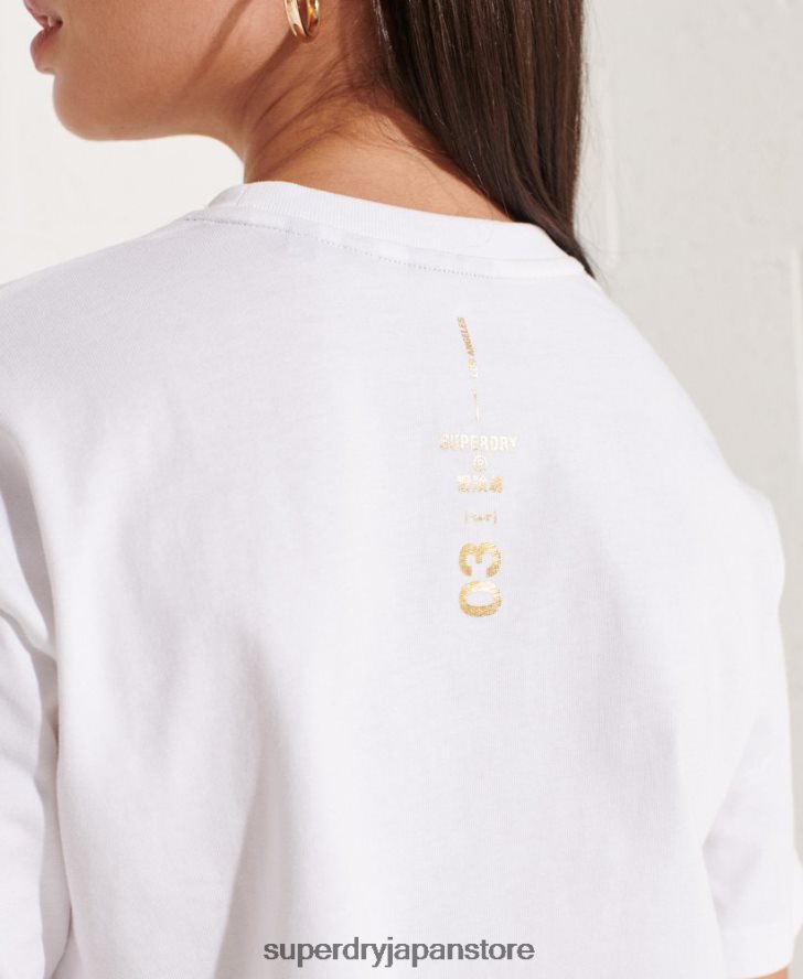 CORPORATION ロゴ フォイル Tシャツ 女性 Superdry 衣類 白 2J62PZ6286