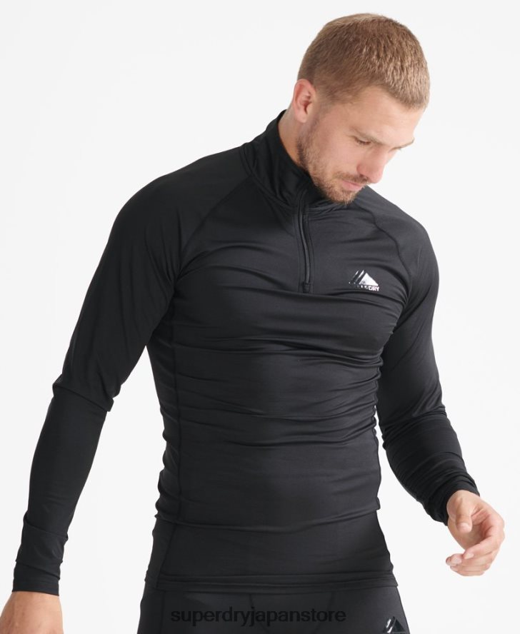 ハーフジップベースレイヤー 男性 Superdry 衣類 黒 2J62PZ1399