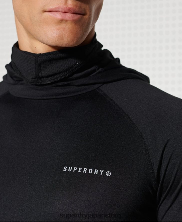 ランフード付きミッドレイヤートップ 男性 Superdry 衣類 黒 2J62PZ1437