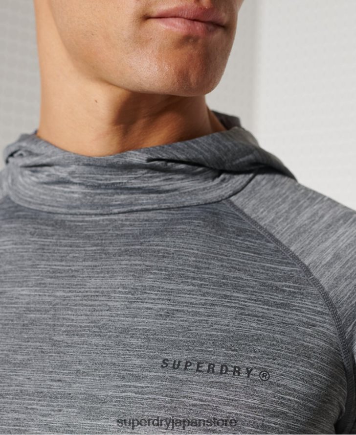 ランフード付きミッドレイヤートップ 男性 Superdry 衣類 濃い灰色 2J62PZ1439