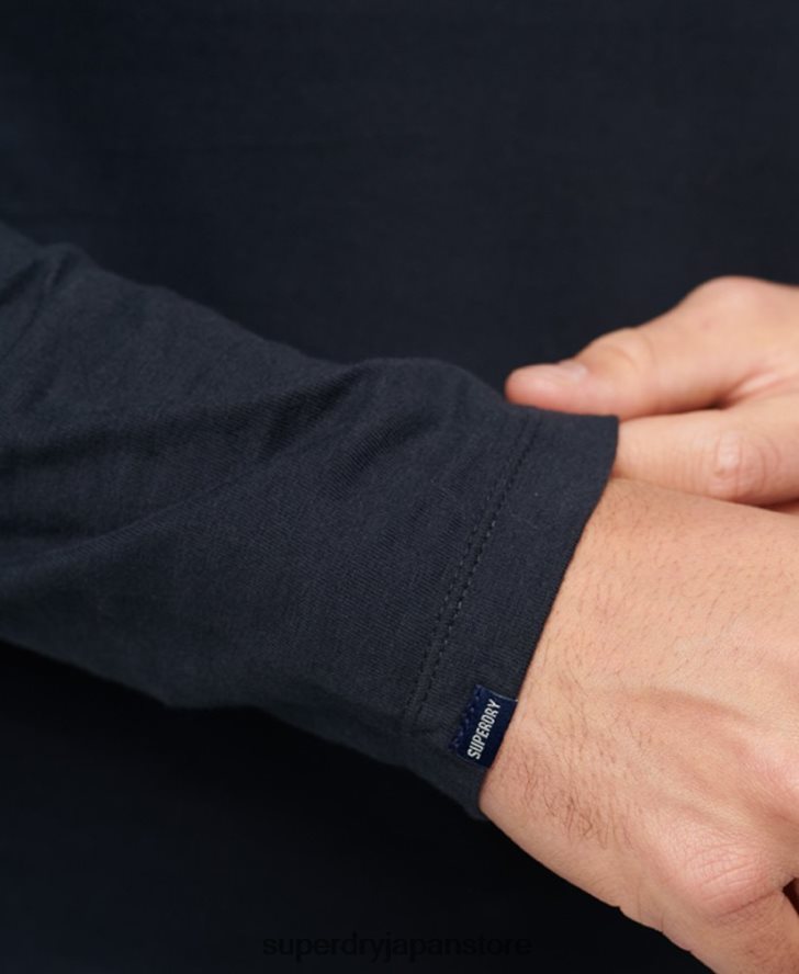 オーガニックコットンのヴィンテージロゴ刺繍トップス 男性 Superdry 衣類 海軍 2J62PZ1462