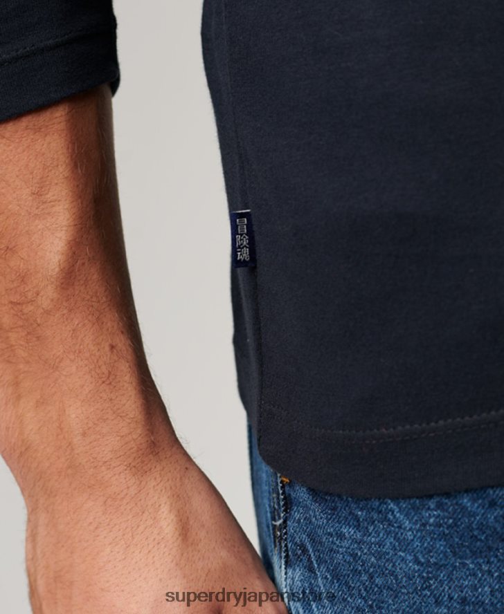 オーガニックコットンのヴィンテージロゴ刺繍トップス 男性 Superdry 衣類 海軍 2J62PZ1462