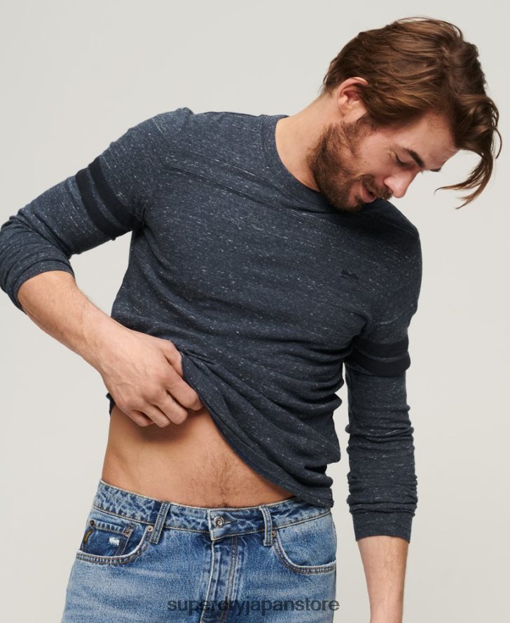 オーガニックコットンのヴィンテージロゴクォーターバックトップ 男性 Superdry 衣類 海軍 2J62PZ1466