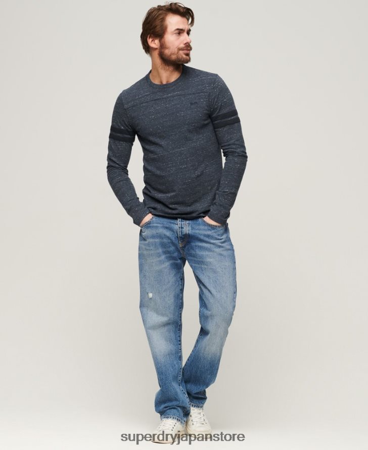 オーガニックコットンのヴィンテージロゴクォーターバックトップ 男性 Superdry 衣類 海軍 2J62PZ1466