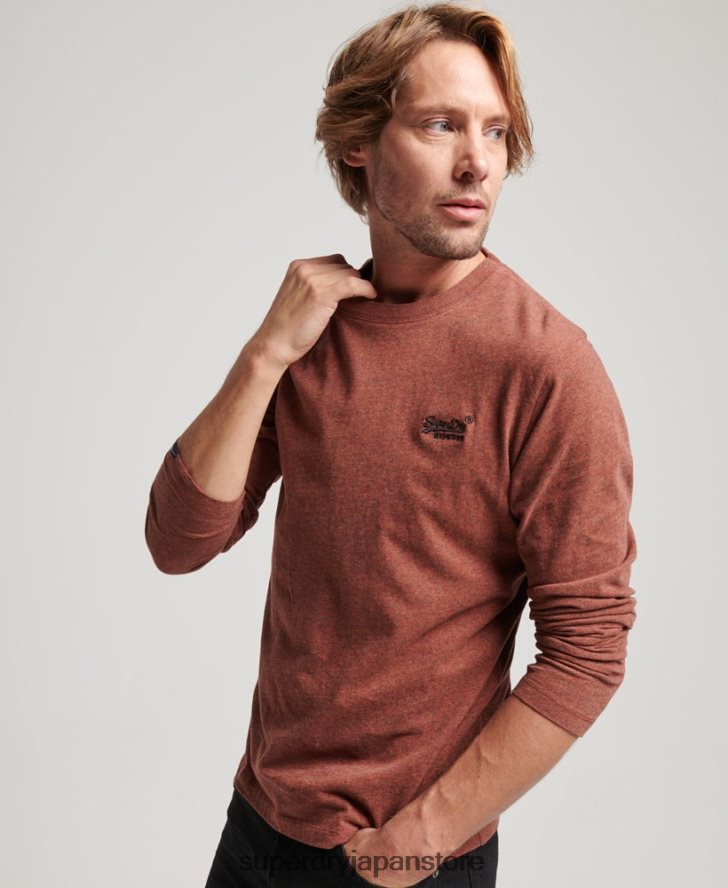 オーガニックコットンのヴィンテージロゴ刺繍トップス 男性 Superdry 衣類 赤 2J62PZ1468