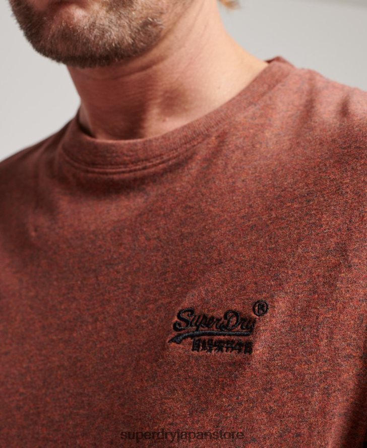 オーガニックコットンのヴィンテージロゴ刺繍トップス 男性 Superdry 衣類 赤 2J62PZ1468
