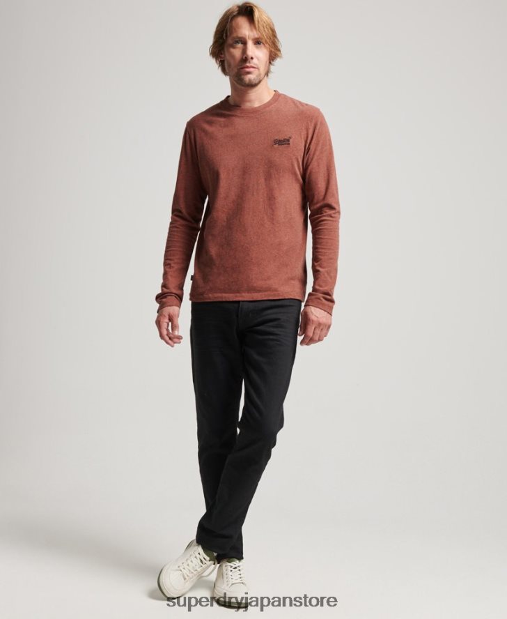 オーガニックコットンのヴィンテージロゴ刺繍トップス 男性 Superdry 衣類 赤 2J62PZ1468