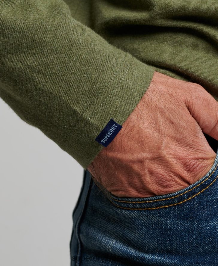 オーガニックコットンのヴィンテージロゴ刺繍トップス 男性 Superdry 衣類 緑 2J62PZ1477