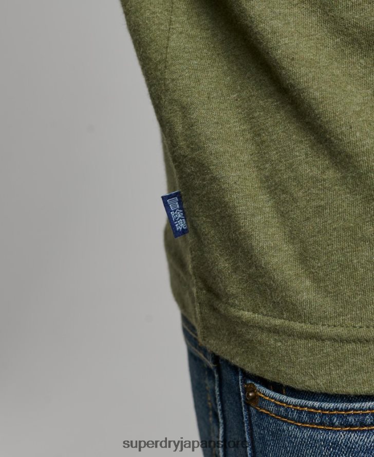 オーガニックコットンのヴィンテージロゴ刺繍トップス 男性 Superdry 衣類 緑 2J62PZ1477