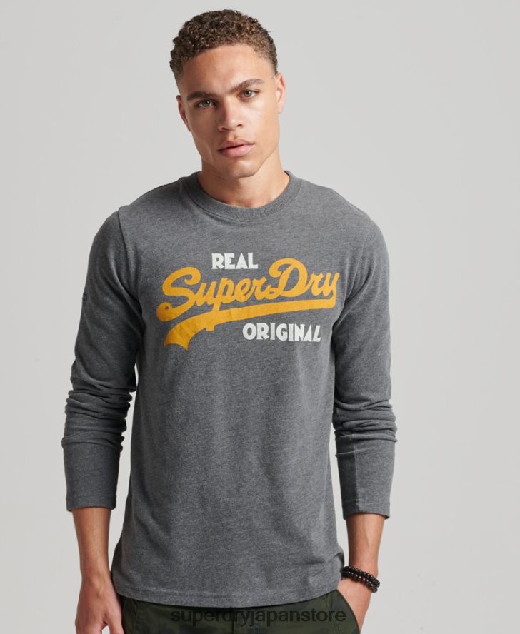 ヴィンテージロゴソーダポップ長袖トップ 男性 Superdry 衣類 グレー 2J62PZ1481