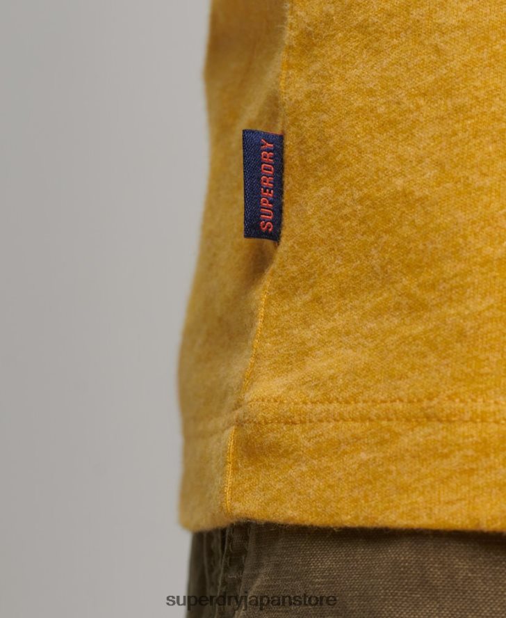 オーガニックコットン エッセンシャル 長袖ベースボール トップ 男性 Superdry 衣類 黄色 2J62PZ1484