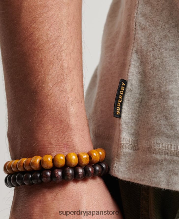 オーガニックコットンのヴィンテージロゴ刺繍入りヘンリートップ 男性 Superdry 衣類 クリーム 2J62PZ1488