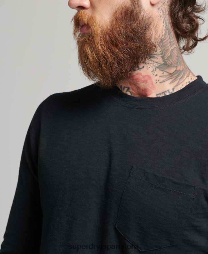 長袖スラブジャージートップ 男性 Superdry 衣類 黒 2J62PZ1489
