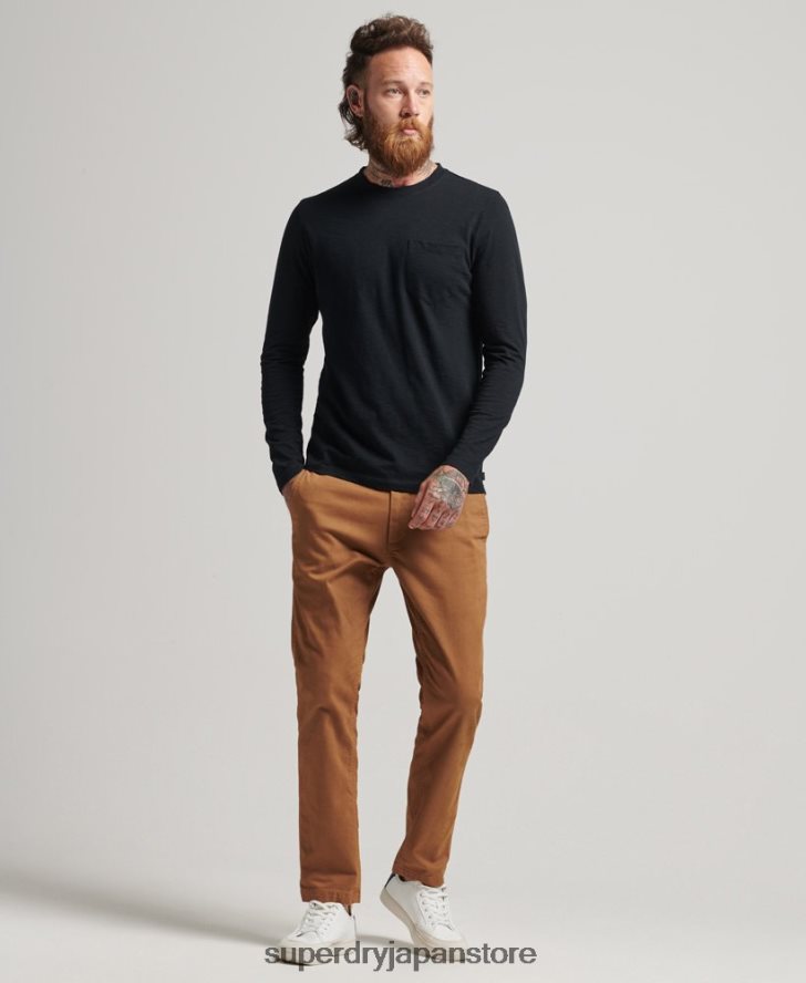 長袖スラブジャージートップ 男性 Superdry 衣類 黒 2J62PZ1489