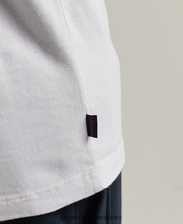 オーガニックコットン エッセンシャル 長袖ベースボール トップ 男性 Superdry 衣類 白 2J62PZ1497