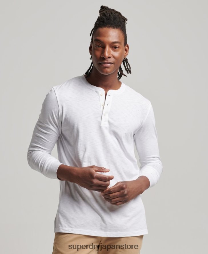 長袖ジャージヘンリートップ 男性 Superdry 衣類 白 2J62PZ1498