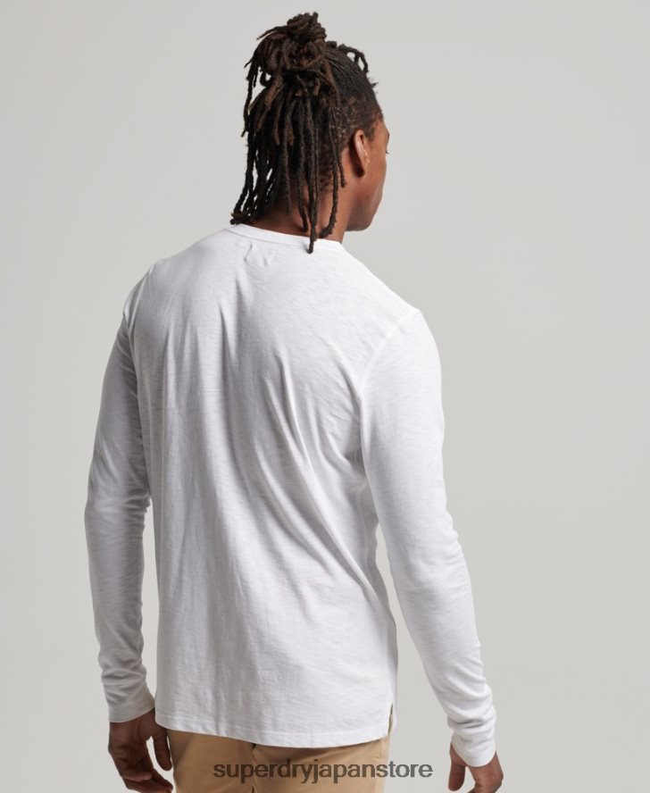 長袖ジャージヘンリートップ 男性 Superdry 衣類 白 2J62PZ1498