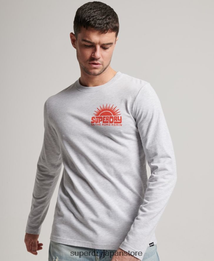 トラベルステッカー長袖トップ 男性 Superdry 衣類 ライトグレー 2J62PZ1499