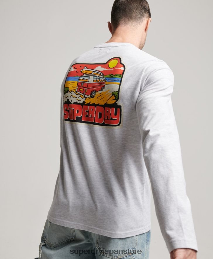 トラベルステッカー長袖トップ 男性 Superdry 衣類 ライトグレー 2J62PZ1499
