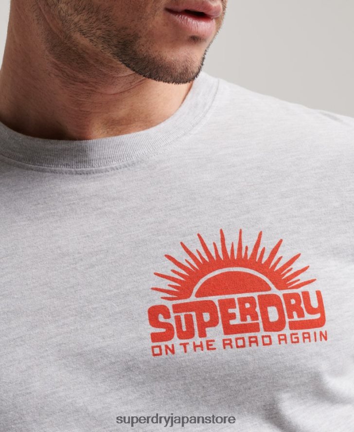 トラベルステッカー長袖トップ 男性 Superdry 衣類 ライトグレー 2J62PZ1499