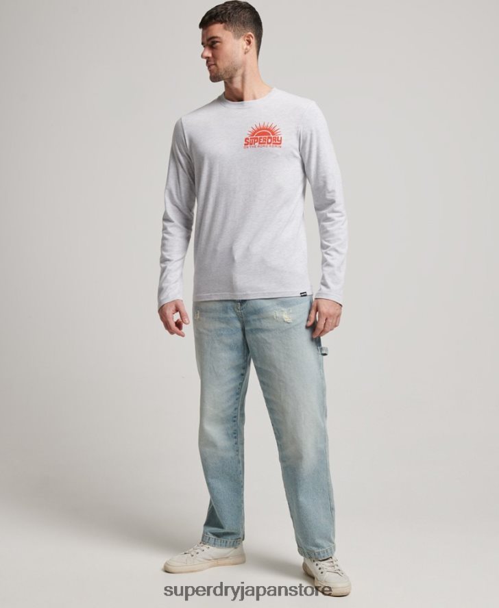 トラベルステッカー長袖トップ 男性 Superdry 衣類 ライトグレー 2J62PZ1499