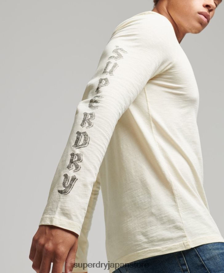 オーガニックコットン遮光長袖トップ 男性 Superdry 衣類 クリーム 2J62PZ1504