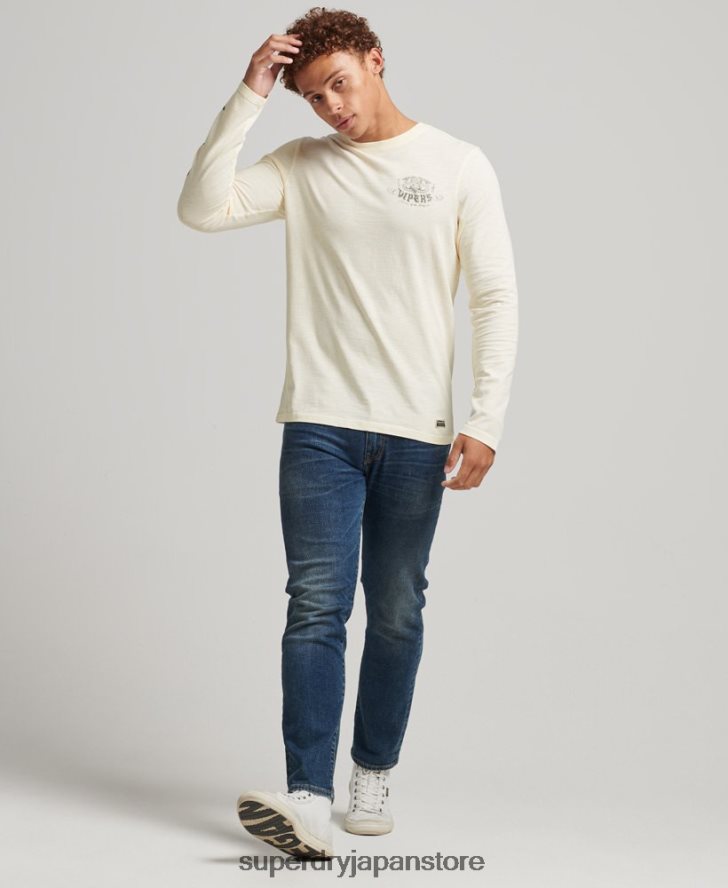 オーガニックコットン遮光長袖トップ 男性 Superdry 衣類 クリーム 2J62PZ1504