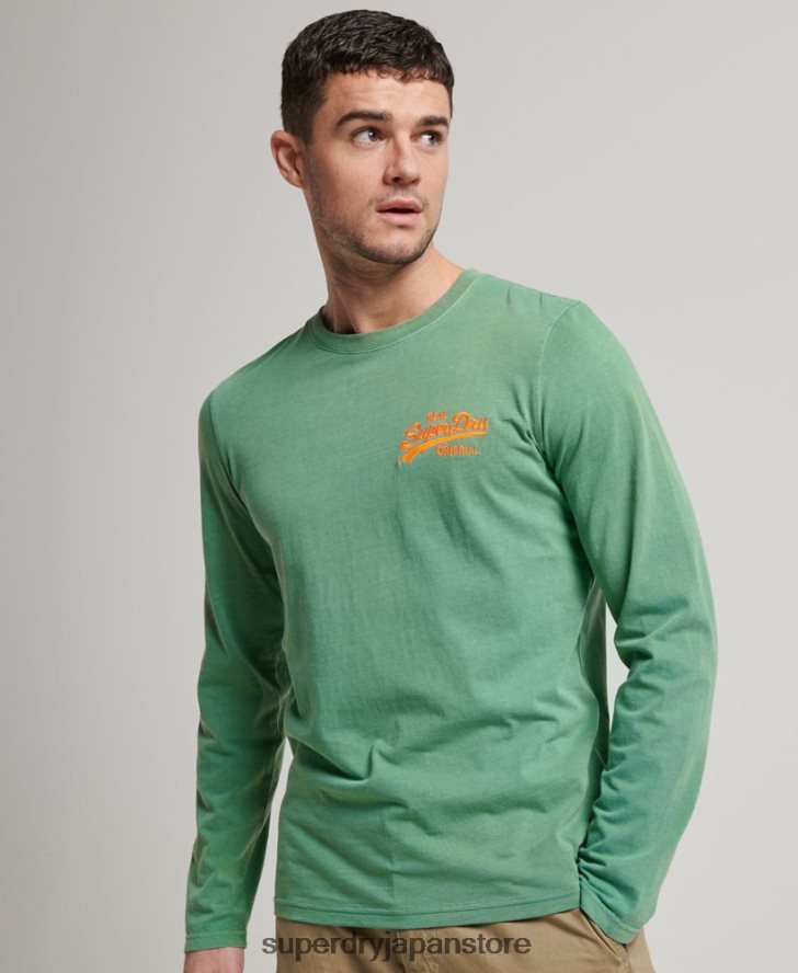 ヴィンテージロゴネオン長袖トップ 男性 Superdry 衣類 緑 2J62PZ1507