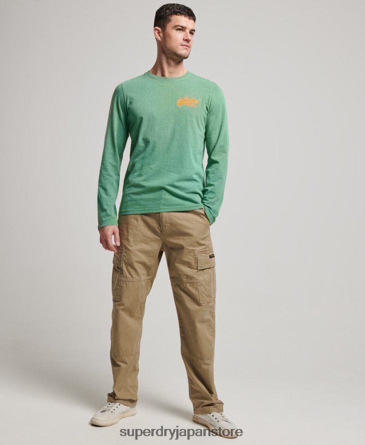 ヴィンテージロゴネオン長袖トップ 男性 Superdry 衣類 緑 2J62PZ1507