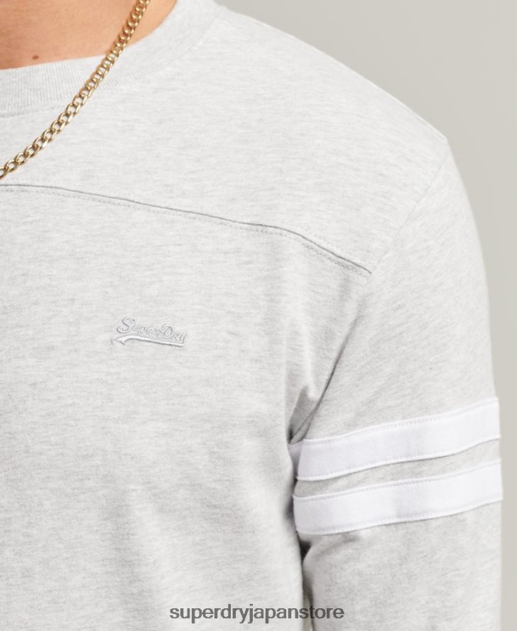 オーガニックコットンのヴィンテージロゴクォーターバックトップ 男性 Superdry 衣類 ライトグレー 2J62PZ1509