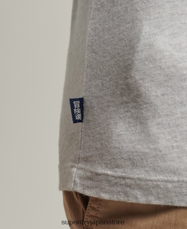 オーガニックコットンのヴィンテージロゴクォーターバックトップ 男性 Superdry 衣類 ライトグレー 2J62PZ1509