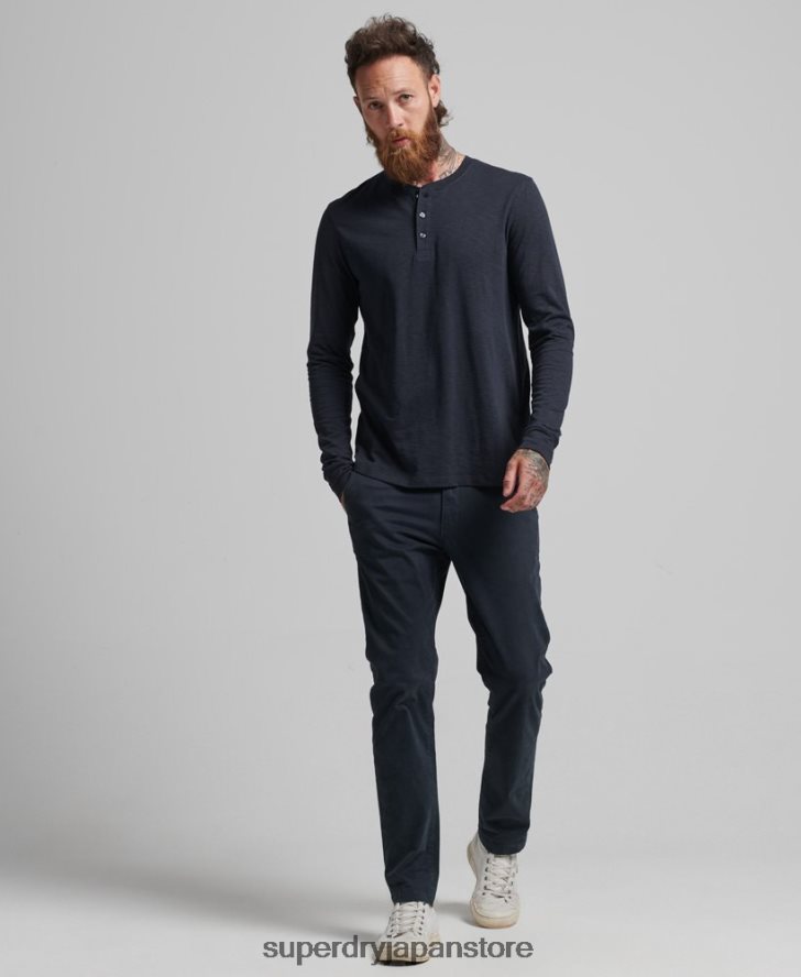 長袖ジャージヘンリートップ 男性 Superdry 衣類 海軍 2J62PZ1513