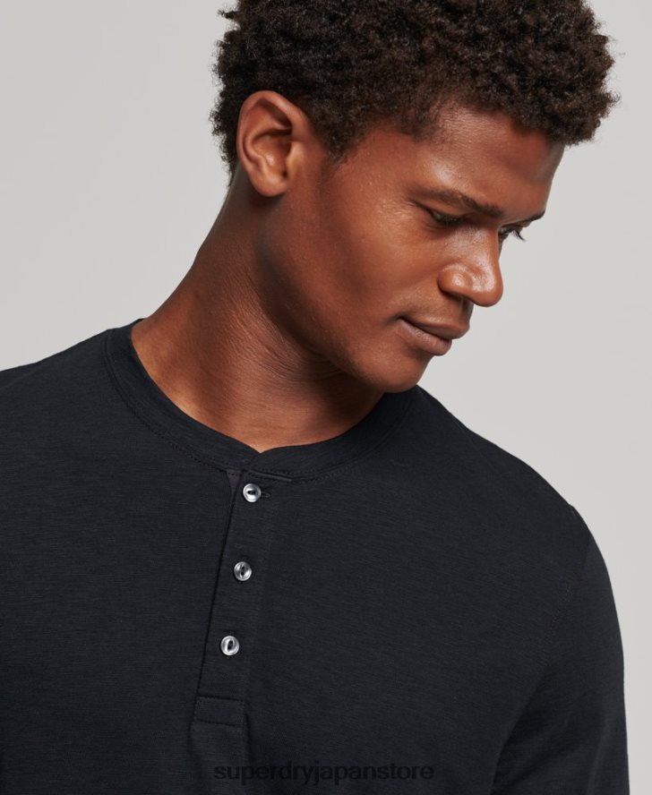 長袖ジャージヘンリートップ 男性 Superdry 衣類 黒 2J62PZ1514