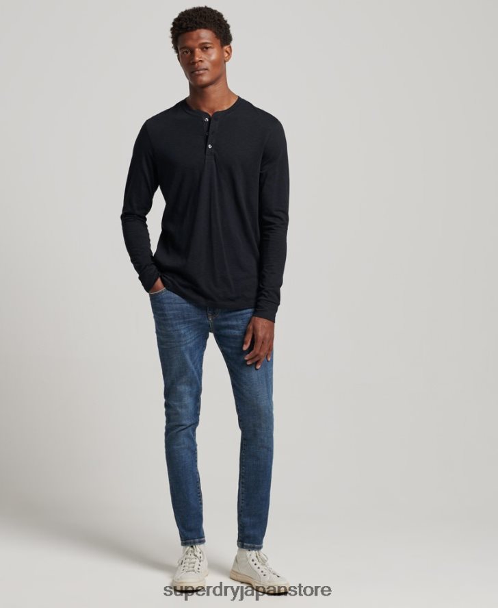 長袖ジャージヘンリートップ 男性 Superdry 衣類 黒 2J62PZ1514