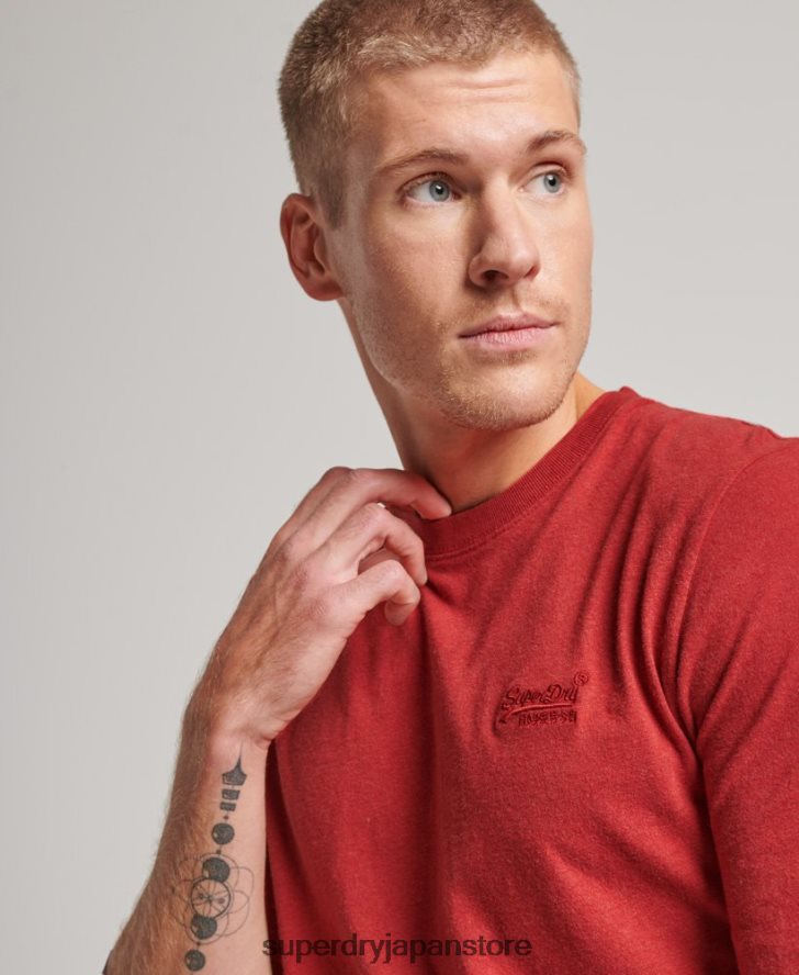 オーガニックコットンのヴィンテージロゴ刺繍トップス 男性 Superdry 衣類 赤 2J62PZ1515