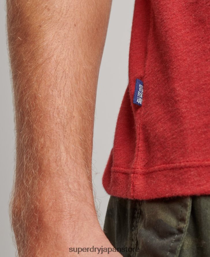 オーガニックコットンのヴィンテージロゴ刺繍トップス 男性 Superdry 衣類 赤 2J62PZ1515