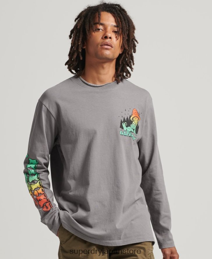 インザ ウッズ 長袖トップ 男性 Superdry 衣類 濃い灰色 2J62PZ1519