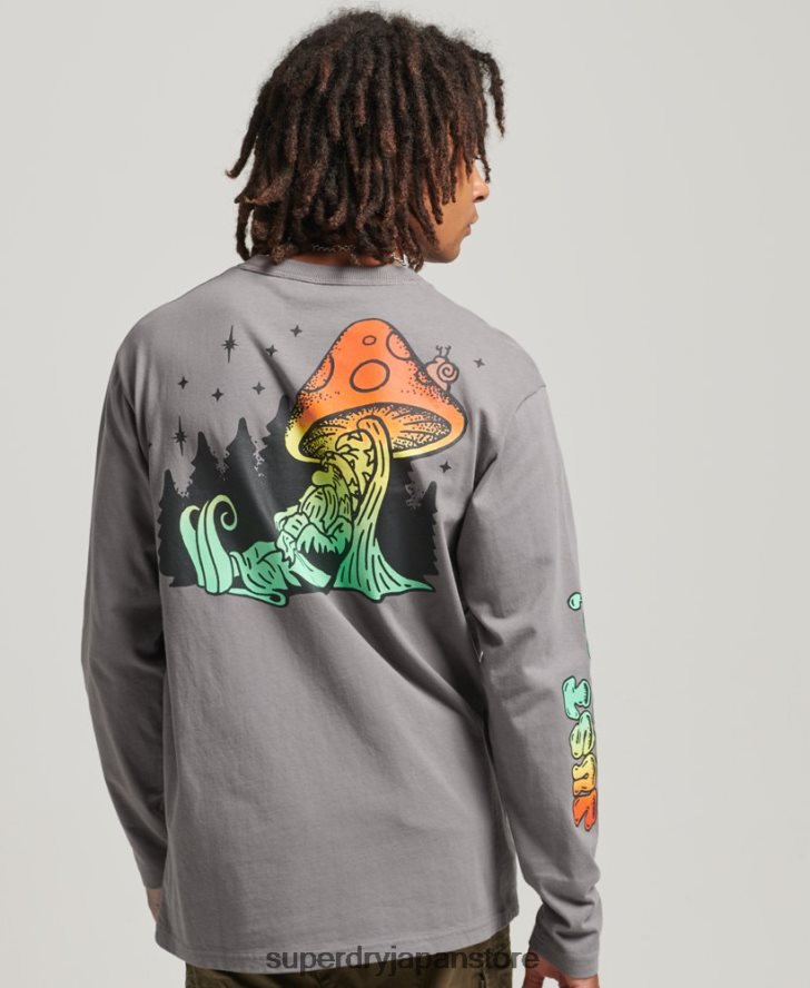 インザ ウッズ 長袖トップ 男性 Superdry 衣類 濃い灰色 2J62PZ1519