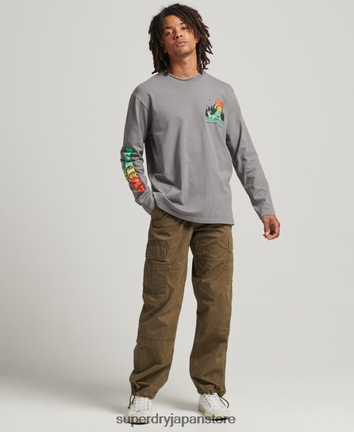 インザ ウッズ 長袖トップ 男性 Superdry 衣類 濃い灰色 2J62PZ1519