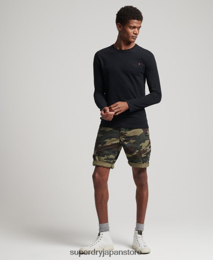 オーガニックコットンのヴィンテージ刺繍トップス 男性 Superdry 衣類 黒 2J62PZ1528