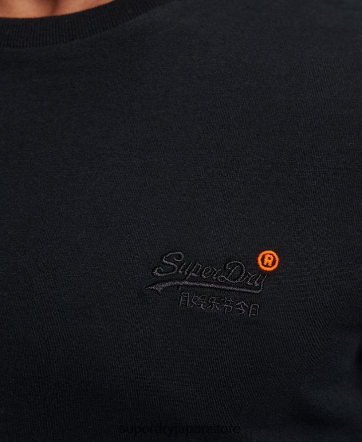 オーガニックコットンのヴィンテージ刺繍トップス 男性 Superdry 衣類 黒 2J62PZ1528