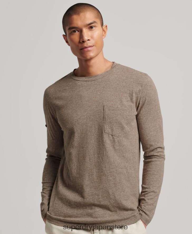 長袖スラブジャージートップ 男性 Superdry 衣類 茶色 2J62PZ1532