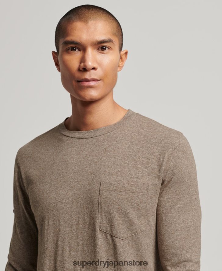 長袖スラブジャージートップ 男性 Superdry 衣類 茶色 2J62PZ1532